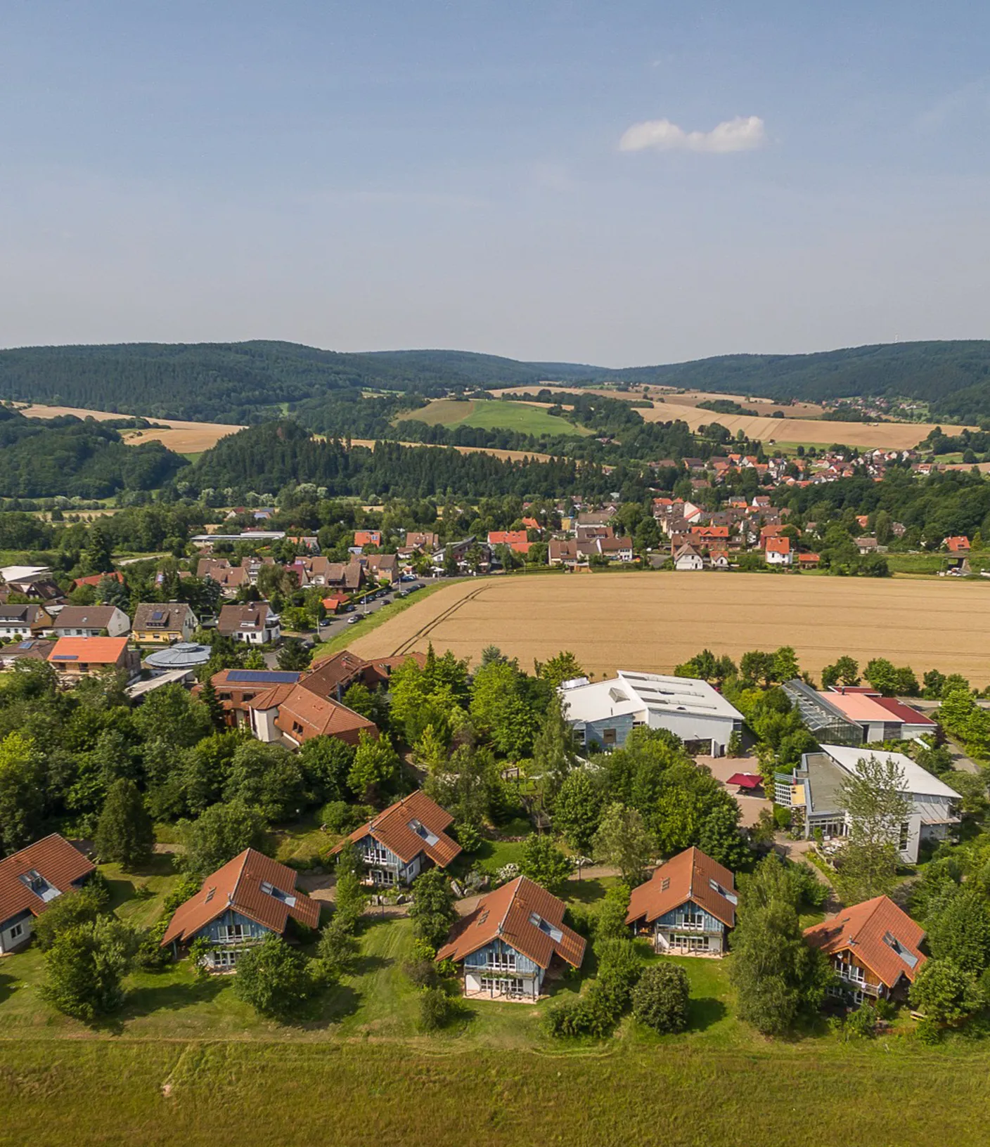 Drohnenaufnahme des Landhotel am Rothenberg und Umgebung